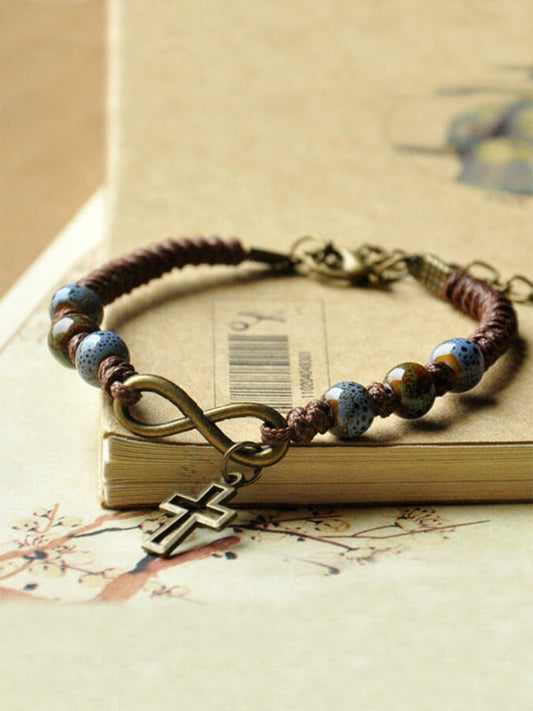 Retro Ethnic Cross Adjustable Braided Bracelet