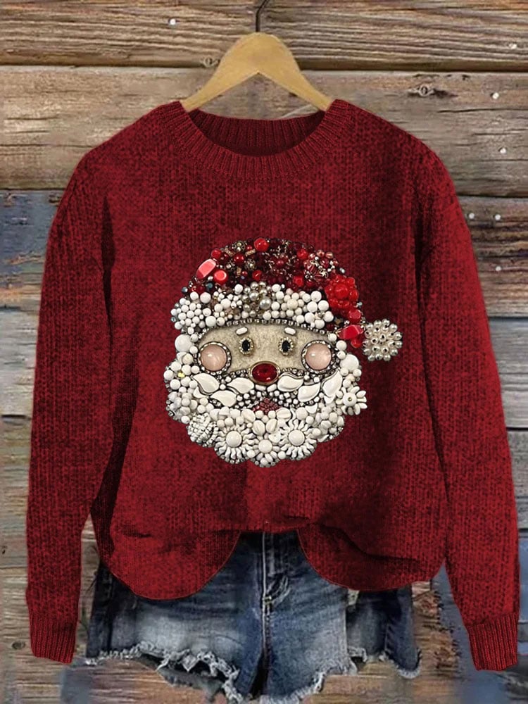 Women's Jewelry Santa Print Casual Sweater