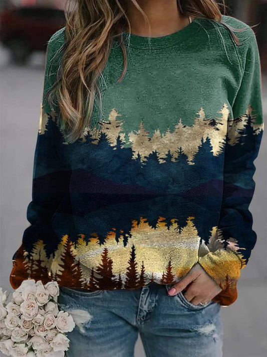 Mountains Lanscape Inspired Print Sweatshirt