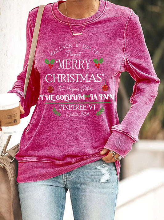 Women's Casual Merry Christmas Printed Long Sleeve Sweatshirt