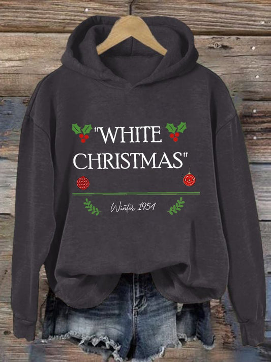 Women's Casual White Christmas  Printed Long Sleeve Sweatshirt