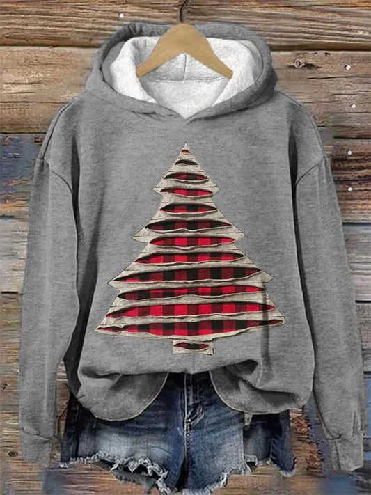 Women's Christmas Tree Arts Print Sweatshirt