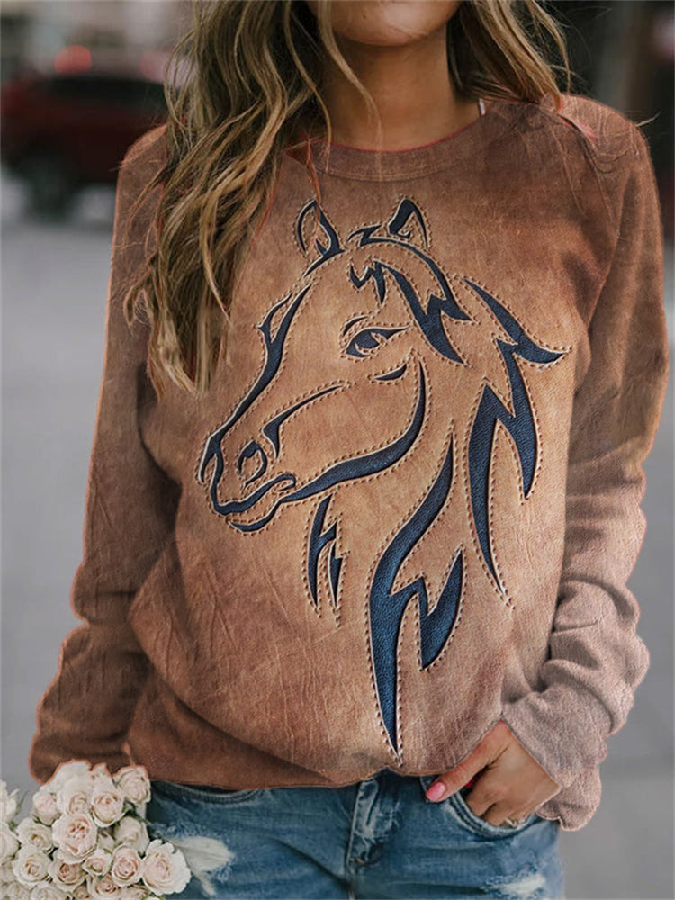 Western Horse Leather Art Graphic Sweatshirt