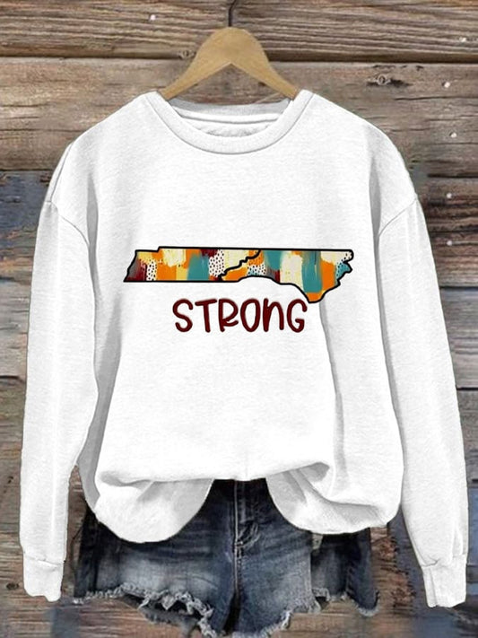 Women's Hurricane Helen Disaster Relief Printed Crew Neck Sweatshirt