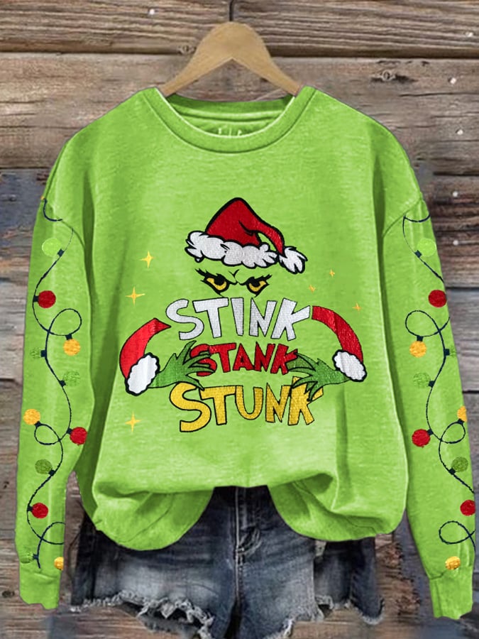 Women'S Casual Stink Stank Stunk Printed Long Sleeve Sweatshirt