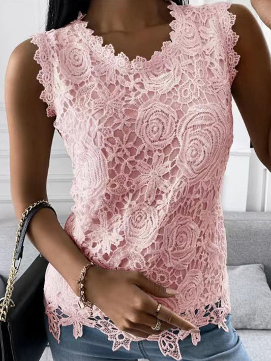 Fashion Solid Color Lace Vest