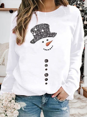 Women's Christmas Snowman Print Casual Sweatshirt