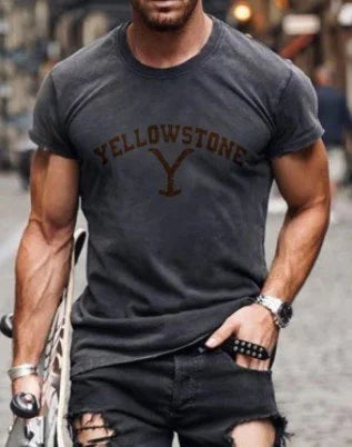 Custom Men's Yellowstone printed round neck casual T-shirt