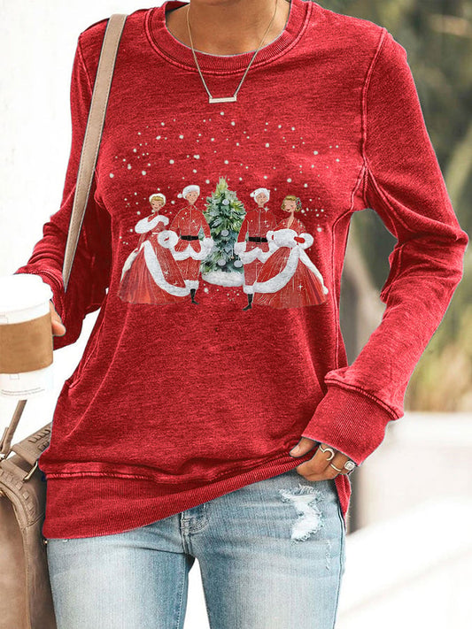 Retro White Christmas Print Sweatshirt