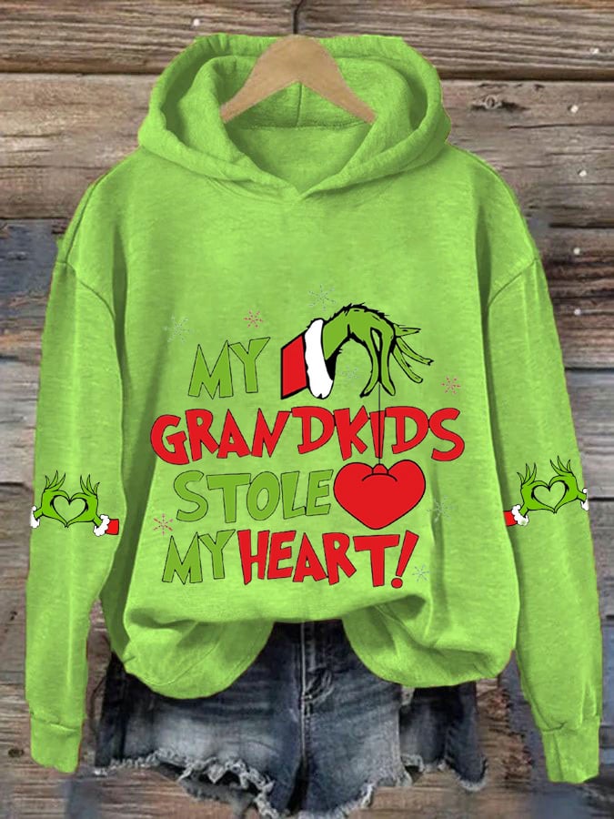 Women's My Grandkids Stole My Heart Print Casual Hoodie