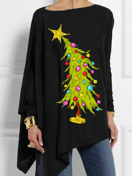 Women'S Christmas Tree Printed Casual T-Shirt