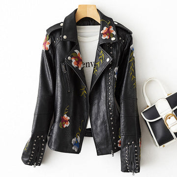 Floral Leather Jacket