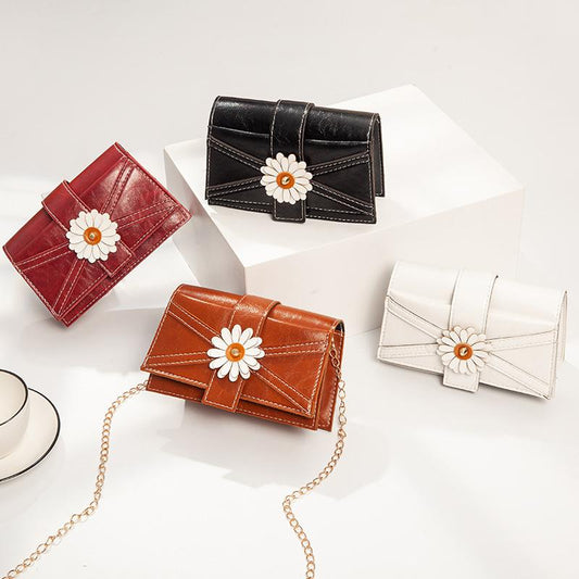 The New Tide Daisy Shoulder Diagonal Small Square Bag Ladies Joker Hand Bag Fashion Women's Bag