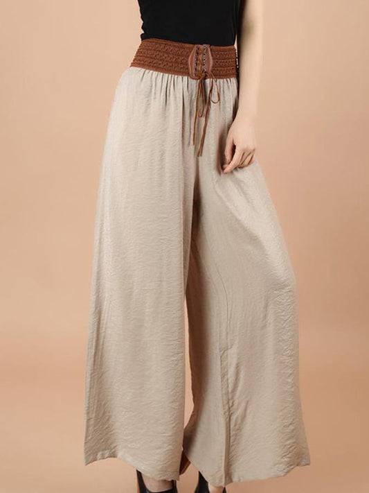 Ladies Cotton Linen Casual Loose Wide Leg Pants