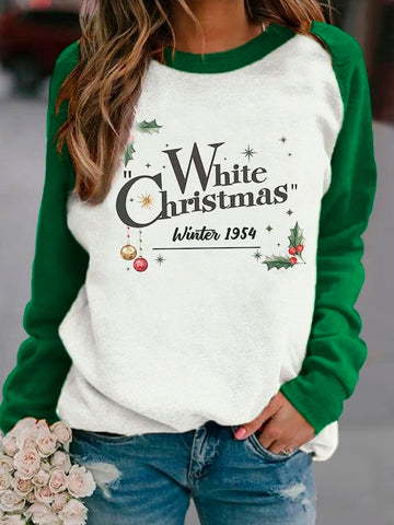 Women's White Christmas Print Casual Sweatshirt