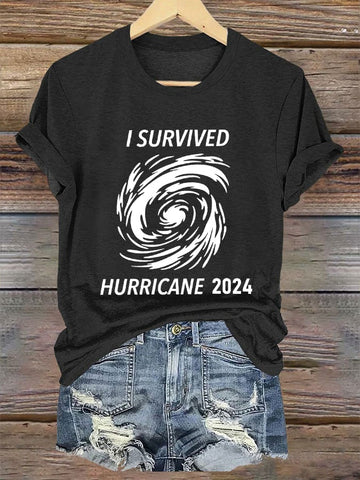 Women's 'I Survived Hurricane 2024' Print T-Shirt