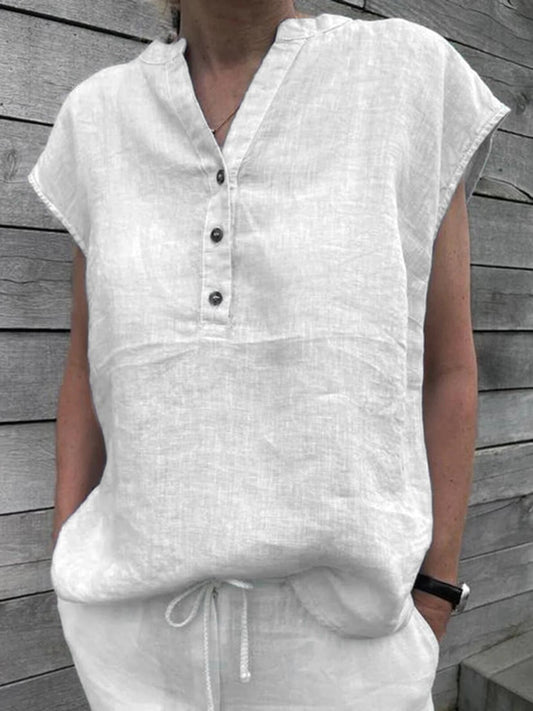 Women's Casual Elegant Button-Embellished Cotton Shirt