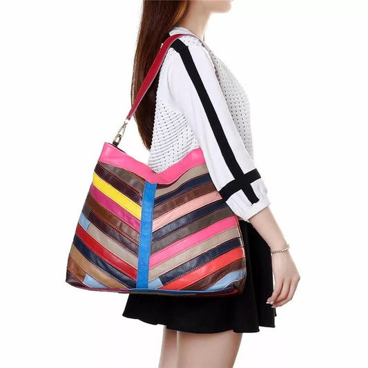 Rainbow stitching fashion trend Tote bag