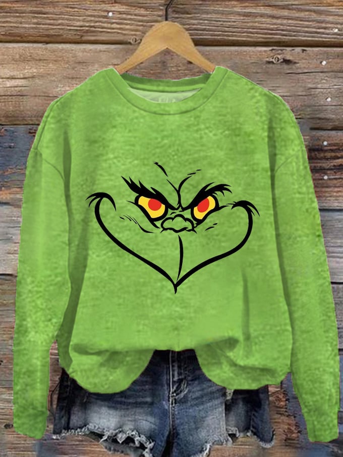 Women's Naughty Green Face Print Sweatshirt