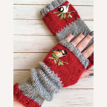 🔥Christmas Sale 🎁🎄-50% OFF-Autumn Winter Casual Basic Flora Knitted Gloves