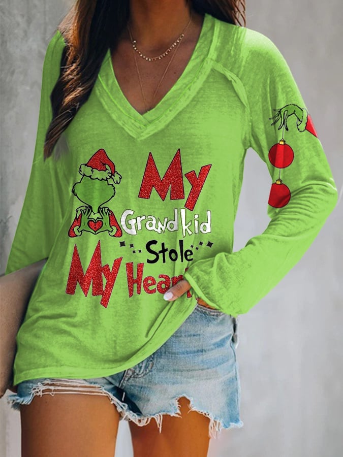 Women's My Grandkid Stole My Heart Print T-Shirt