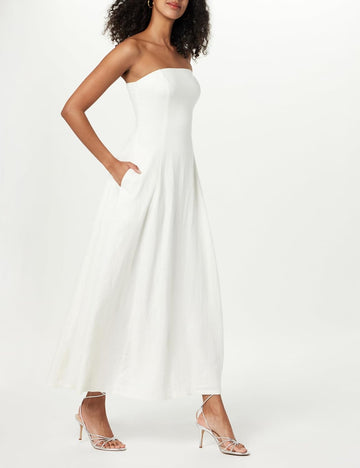 Women's Strapless Linen Maxi Dress