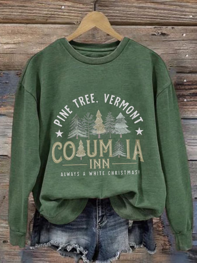 Women'S Casual Columbia Inn Pine Tree Vermont Printed Long Sleeve Sweatshirt