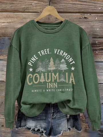 Women'S Casual Columbia Inn Pine Tree Vermont Printed Long Sleeve Sweatshirt