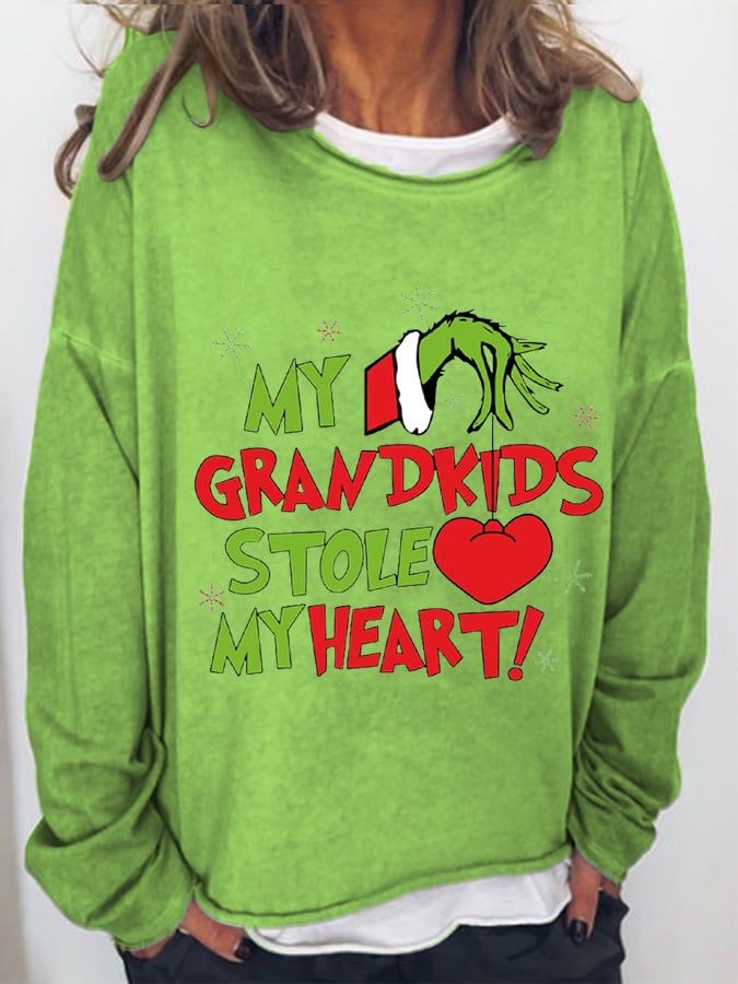 Women's My Grandkids Stole My Heart Print Casual Sweatshirt