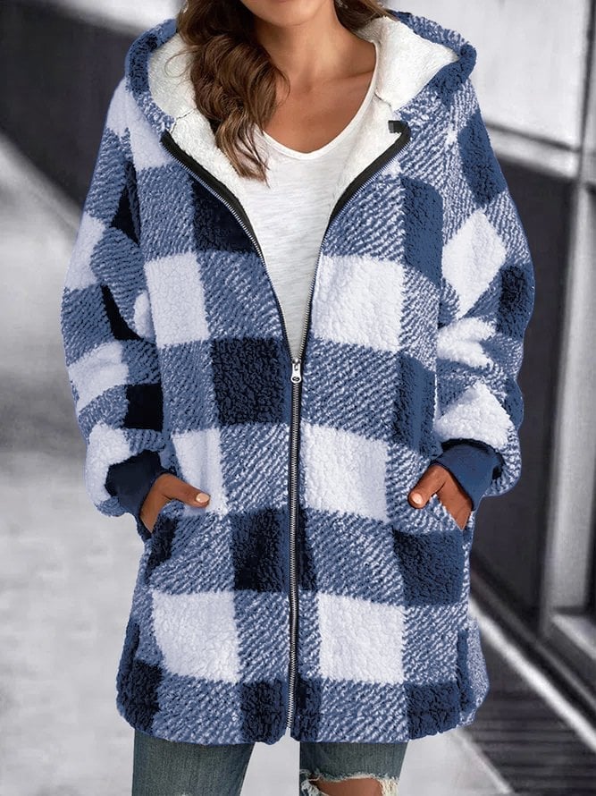 🔥Black Friday Sale 🎁-Women Oversized Hoodie Plaid Loose Overcoat （Buy 2 Free Shiping）