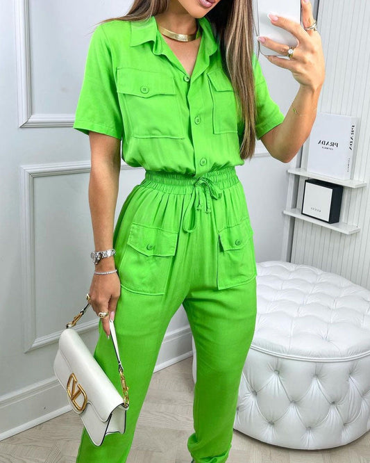 lapel waist jumpsuit