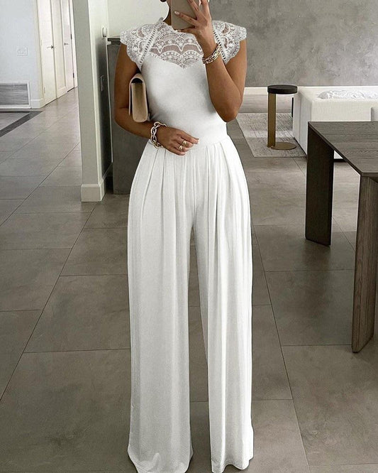 Lace Fashion Solid Color Jumpsuit