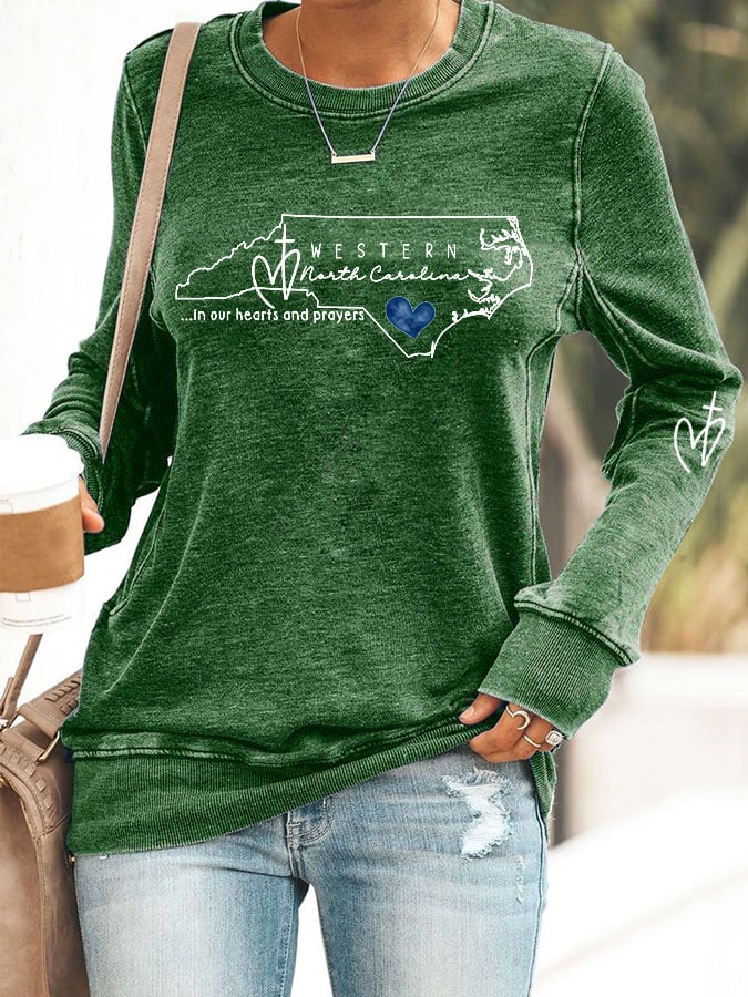 Women's Pray For Western North Carolina Printed Casual Sweatshirt