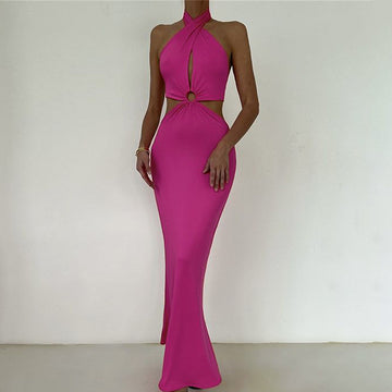 Halter Neck Vacation Maxi Dress