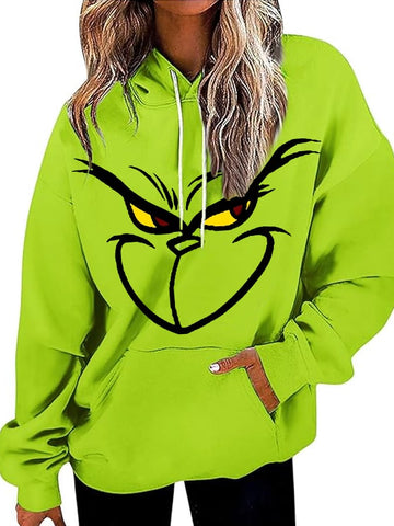 Women's Christmas Cartoon Character Print Casual Hoodie