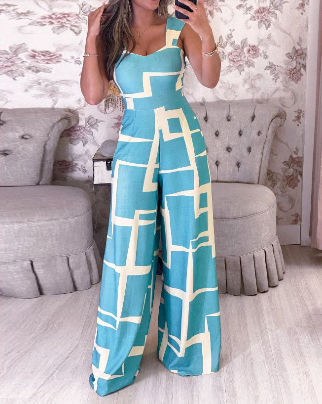 printed waist jumpsuit