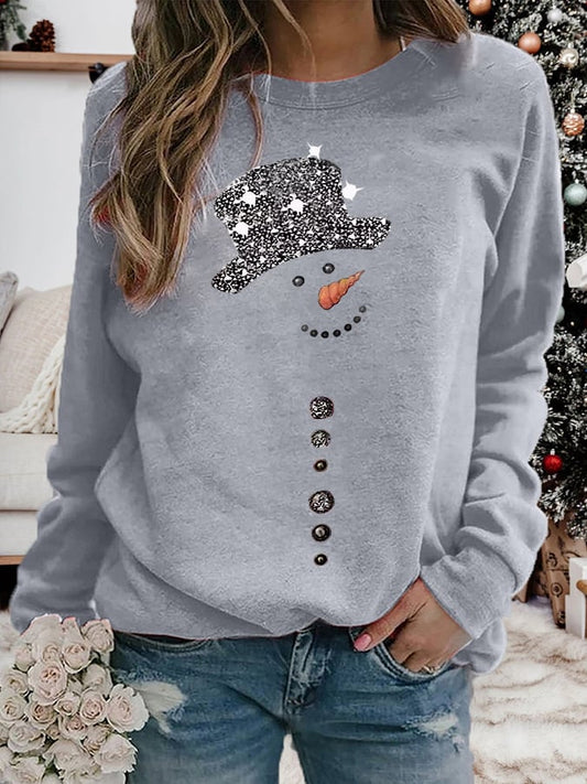 Women's Christmas Snowman Print Casual Sweatshirt