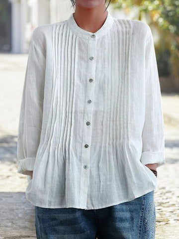 Women's Casual Cotton Linen Tucker Tops