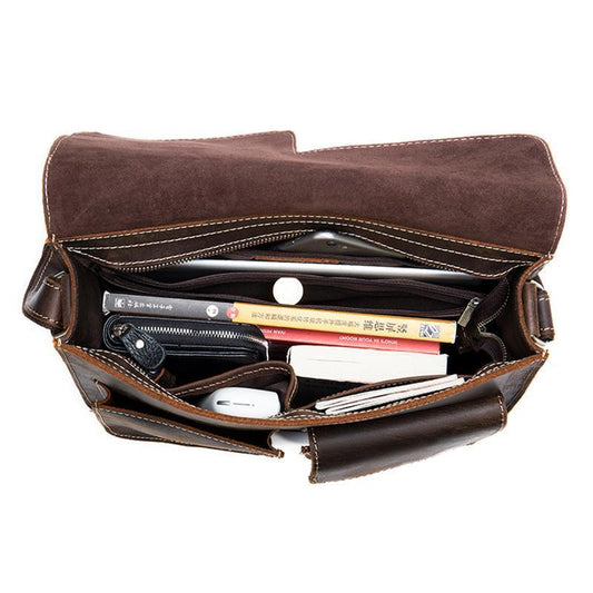 Men's High Quality Leather Shoulder Bag Buckle Closure Crossbody Bag