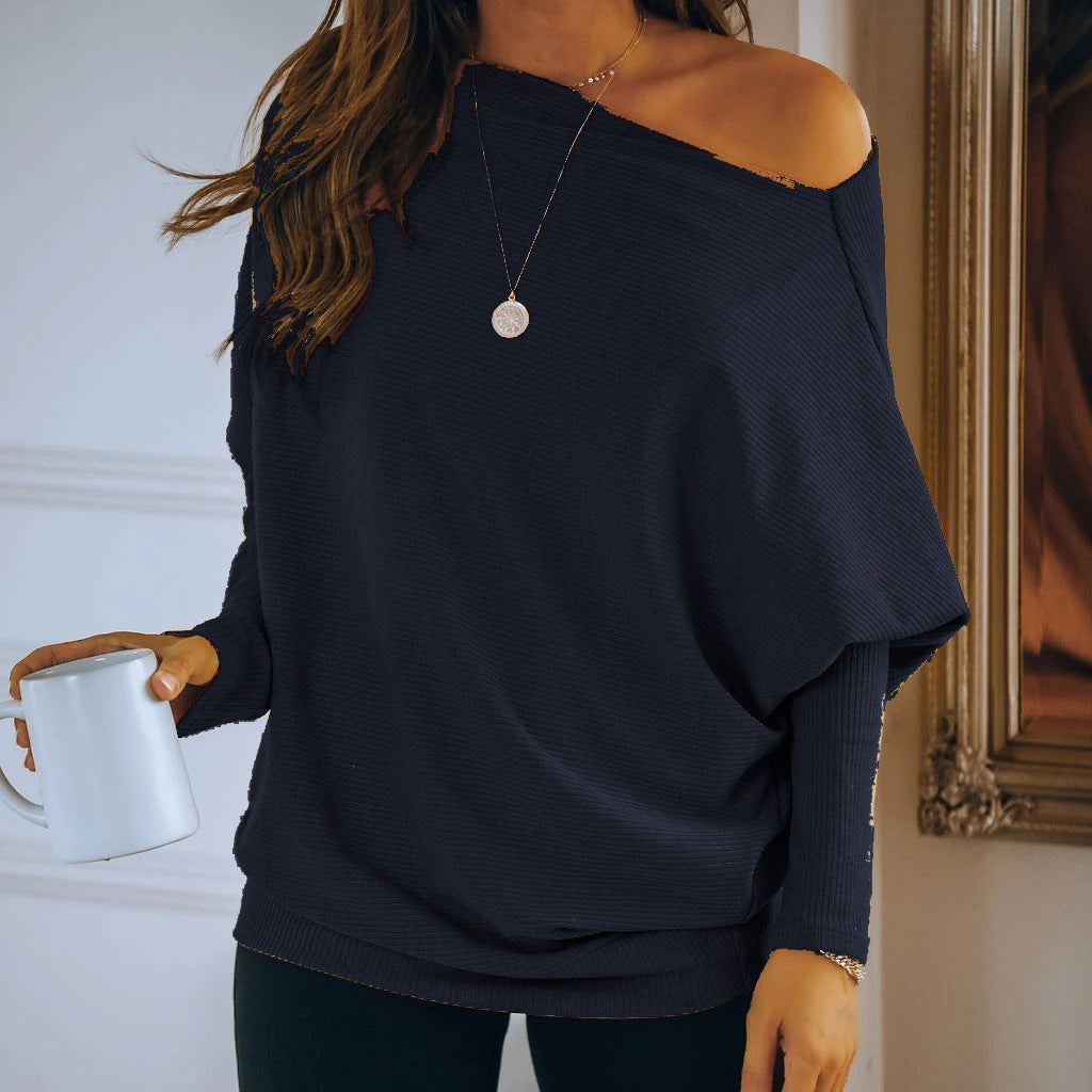 🔥Christmas Sale 🎁🎄-50% OFF-Sloping Shoulder Long-Sleeved Loose Knit Pullover Sweater