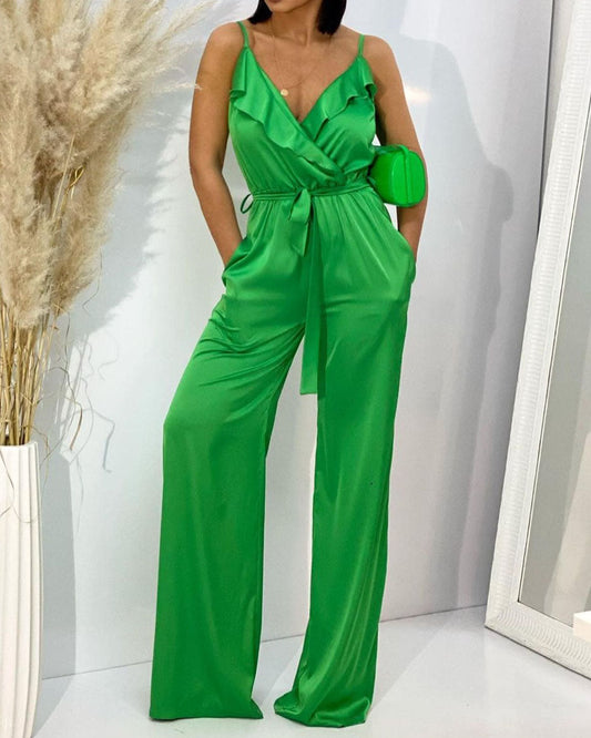 ruffled solid jumpsuit