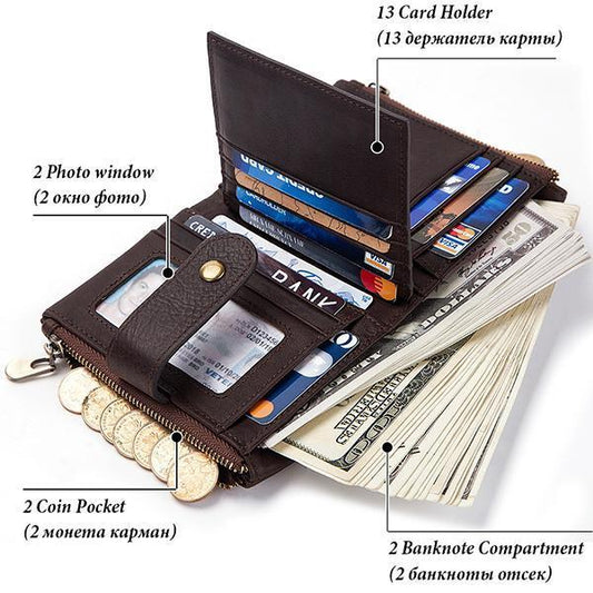 GenuineLeather Anti-theft Retro Wallet