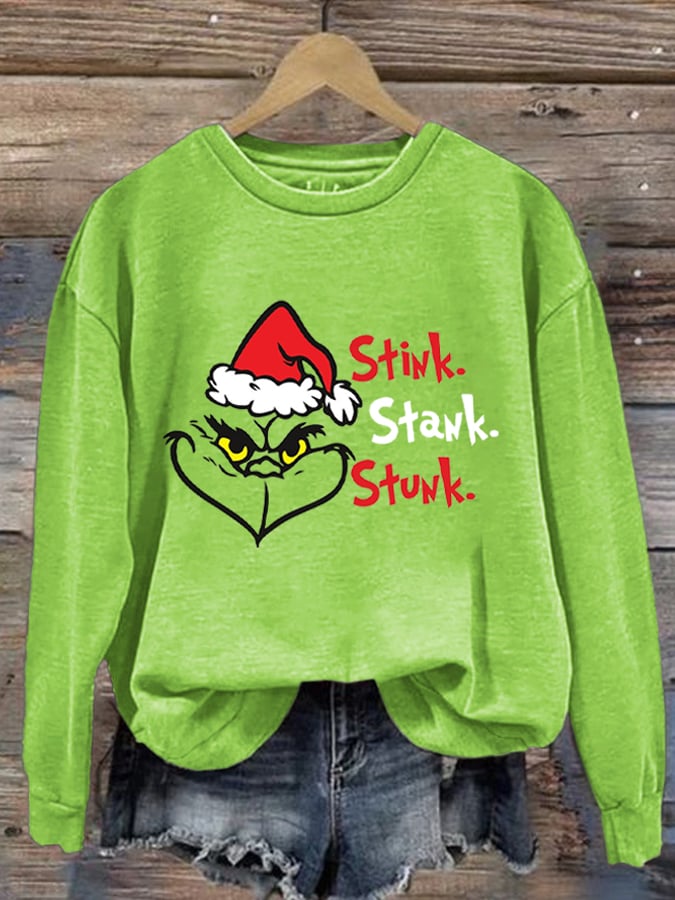 Women'S Casual Stink Stank Stunk Printed Long Sleeve Sweatshirt