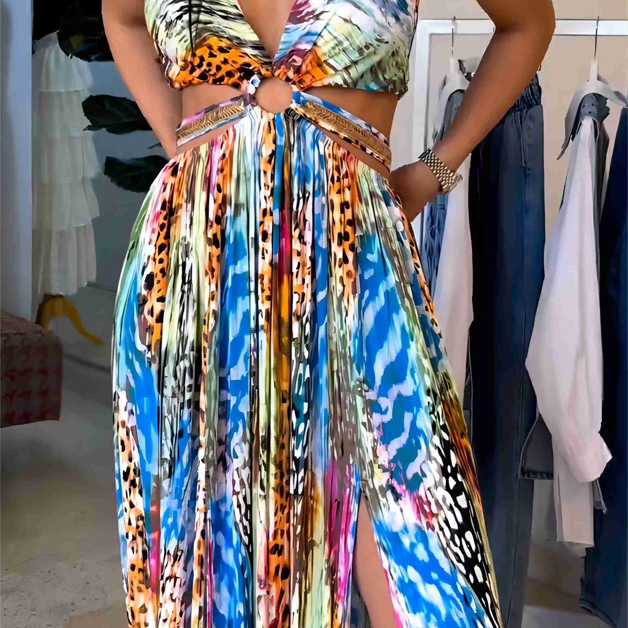 Animal Print Tie Back Maxi Dress