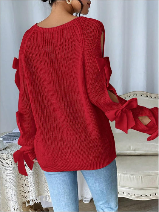 Elegant Bow-Tied Knit Sweater