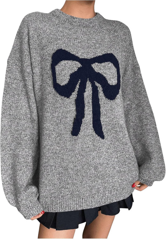 Stylish Bow-Knot Oversized Knitted Sweater