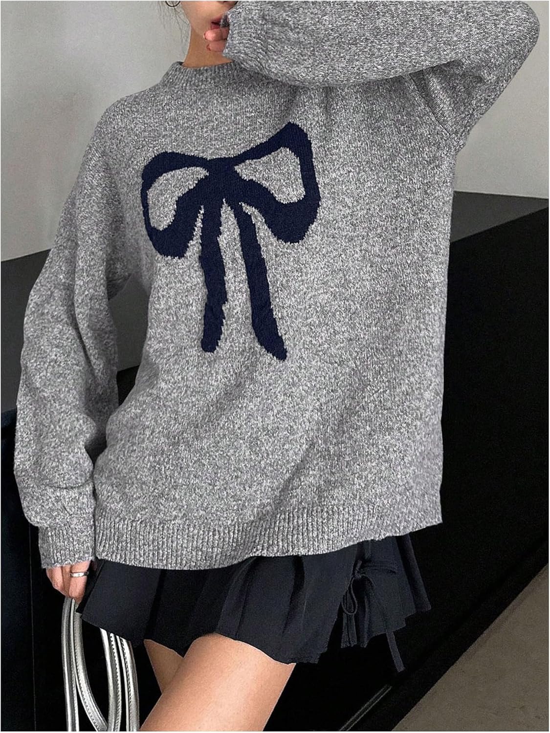 Stylish Bow-Knot Oversized Knitted Sweater