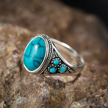 Wisherryy Vintage Turquoise Ring