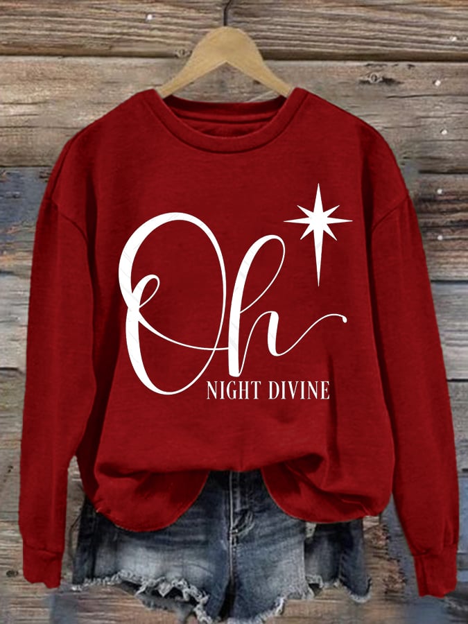 Women's Christmas Oh Night Divine Casual Long Sleeve Sweatshirt