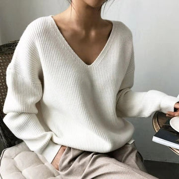 🔥Christmas Sale 🎁🎄-50% OFF-V-Neck Simple Irregular Pullover Sweater